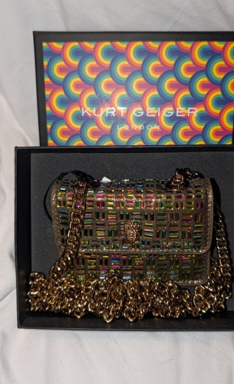 Kurt Geiger London Micro Kensington Crystals Crossbody Bag Rainbow NIB